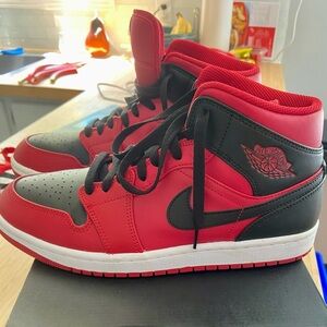 Jordan 1 Mid red and black. Size 8.5 mens